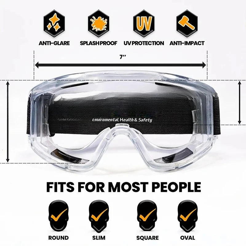 Anti-Fog Safety Goggles | Clear Protective Eyewear, Elastic Strap Safety Goggles Babs