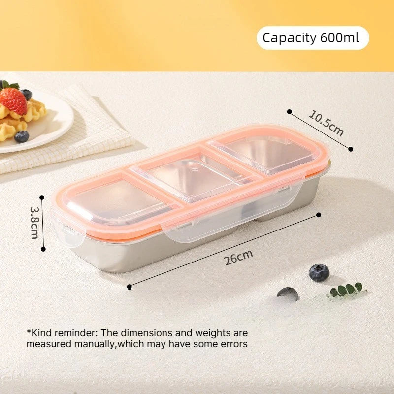 Stainless Steel Bento Lunch Box – Portable Portion Control Bento Lunch Box Babs Three grid 1