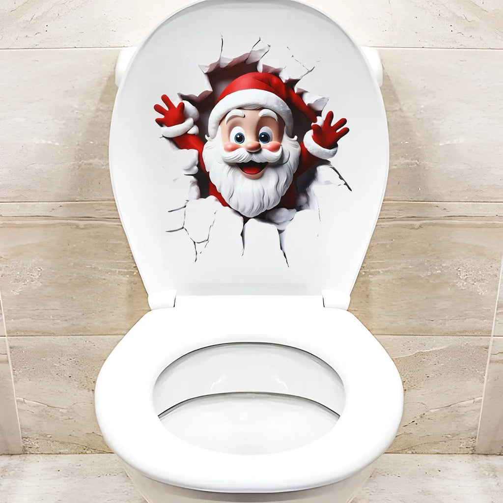 Christmas Snowman Toilet Sticker – Xmas Bathroom Decor 2025 Holiday Bathroom Sticker Babs