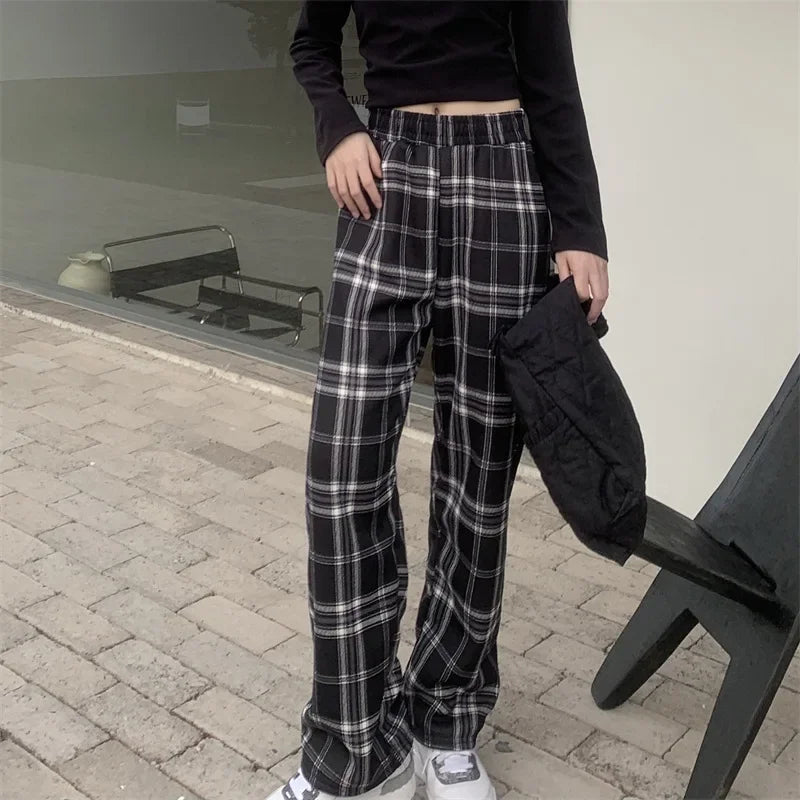 Women's Shearling Lined Plaid Flared Trousers High Waist Fleece Lined Trousers Babs Small Black 1Pairs