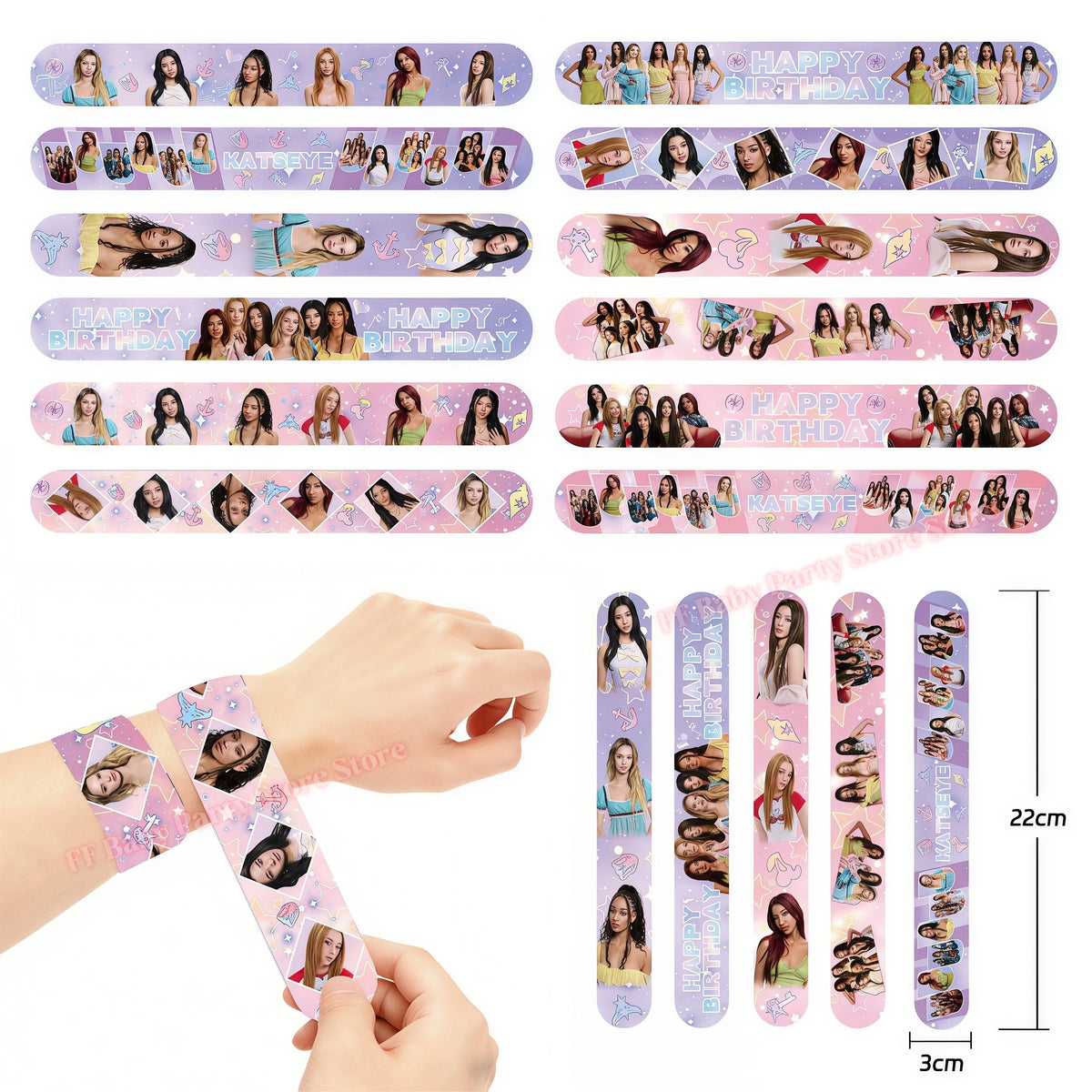 Katseye Kpop Slap Bracelets Party Favors – 6pcs Snap Wristbands Party Favor Bracelets Babs Slap Bracelets 20pcs