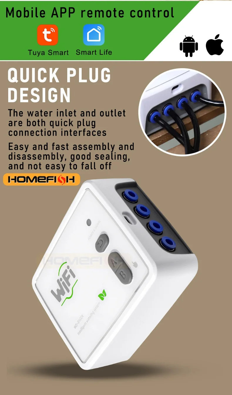 WiFi Smart Dual Pump Auto Plant Irrigation System – Tuya App Smart Irrigation Controller Babs