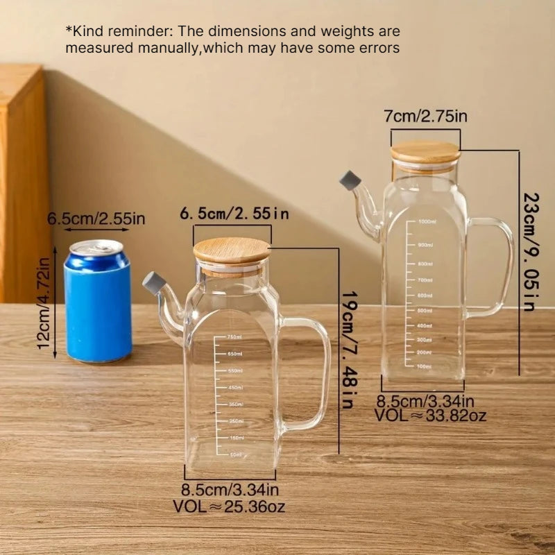 Borosilicate Glass Oil Dispenser Bottle – Non-Drip Square Glass Oil Dispenser Babs