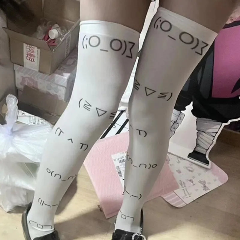 Graffiti Thigh High Socks – Y2K Kawaii Harajuku Stockings Thigh High Socks Babs