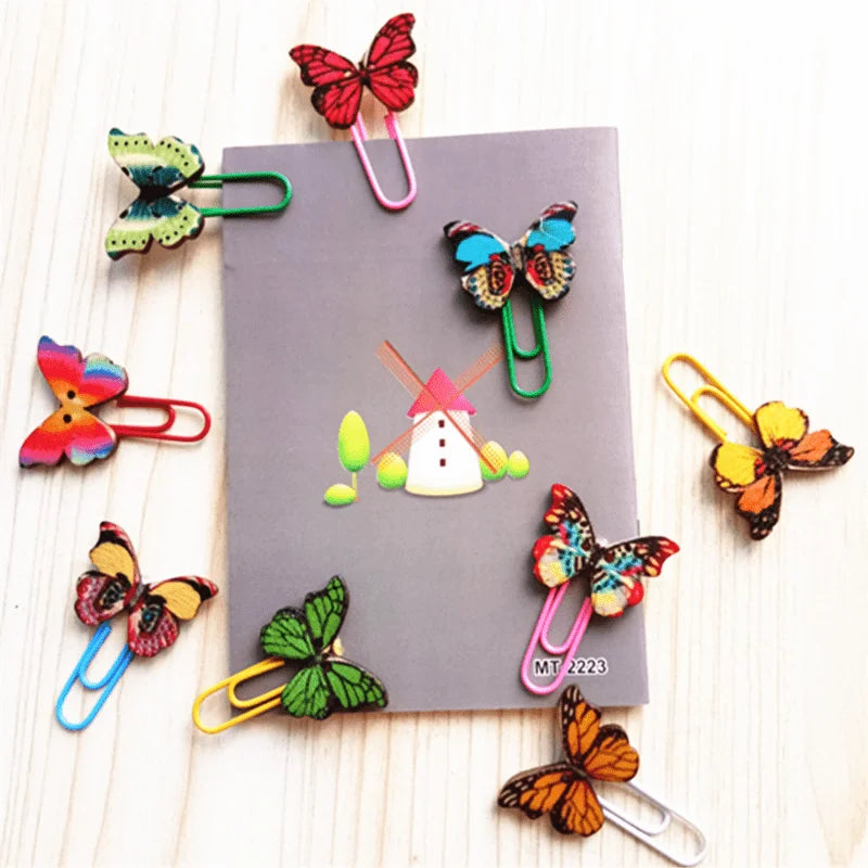 6Pcs Butterfly Paper Clips Cartoon Bookmarks & Binder Clips Decorative Paper Clips Babs