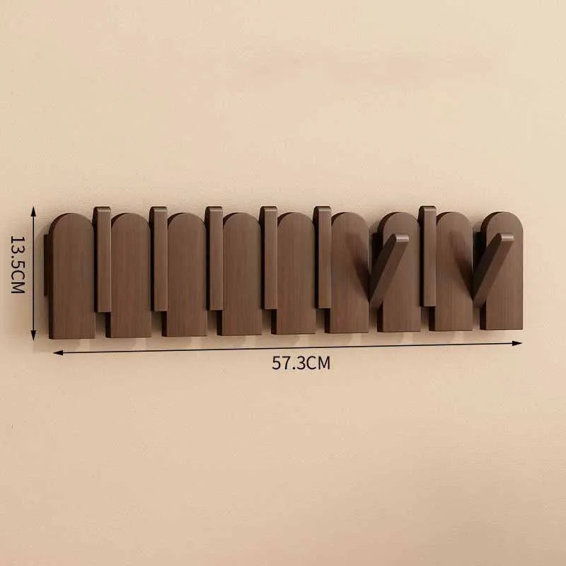 Nordic Walnut Wood Wall Coat Rack – 10+ Hooks, 30kg Capacity Wall Coat Rack Babs Walnut 8 hook