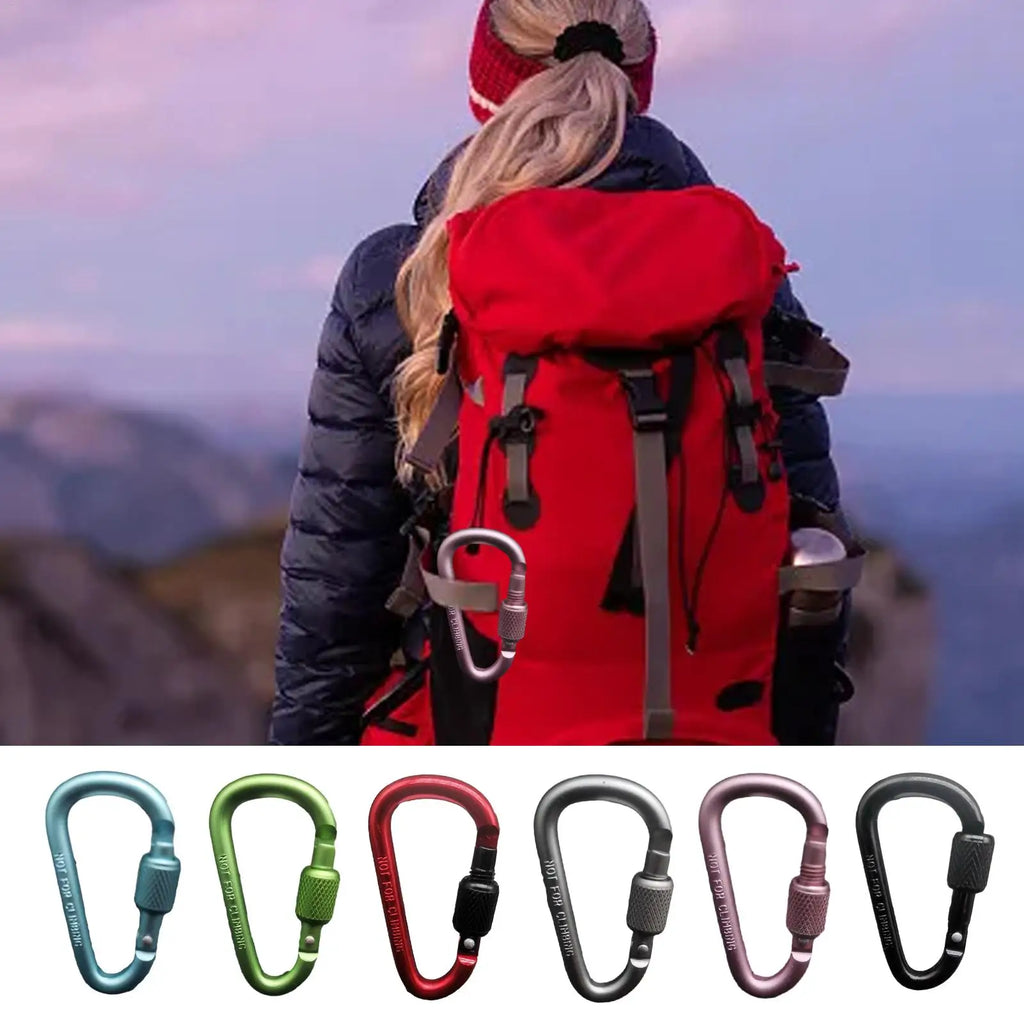 D-Shape Aluminum Carabiner Clip & Paracord Tensioner | Camping Carabiner Clip Babs