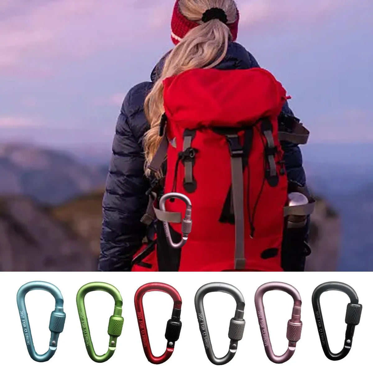 D-Shape Aluminum Carabiner Clip & Paracord Tensioner | Camping Carabiner Clip Babs