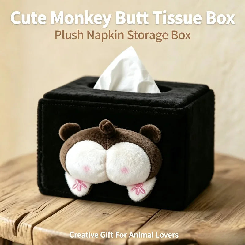 Cute Animal Butt Plush Tissue Box – Funny Napkin Holder Plush Tissue Holder Babs