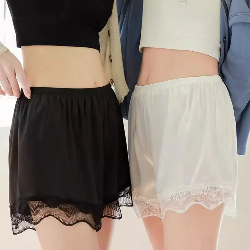 Women's Lace Trim Safety Shorts – Breathable Summer Underwear Women's Safety Shorts Babs