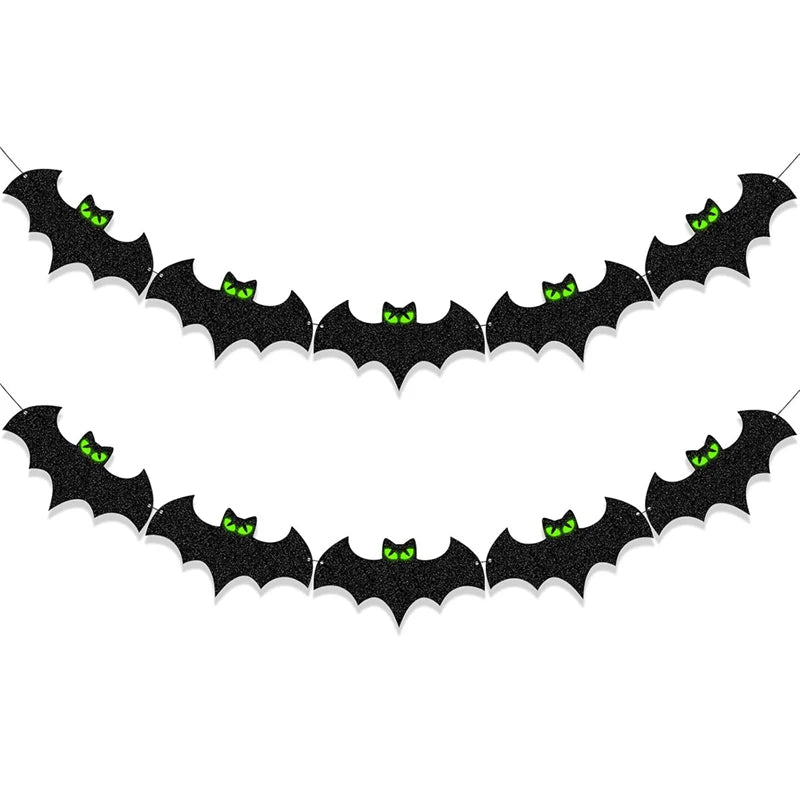 Halloween Glowing Bat Paper Banner Garland Party Decoration Halloween Garland Banner Babs 1Set
