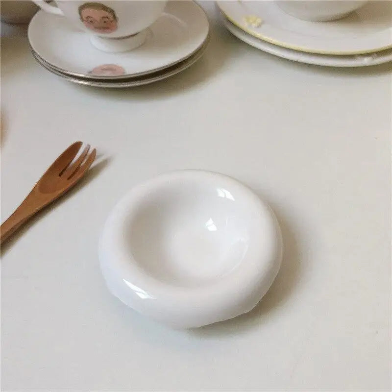Chubby Ceramic Dipping Bowl – White Mini Sauce & Honey Dish Ceramic Dipping Bowl Babs