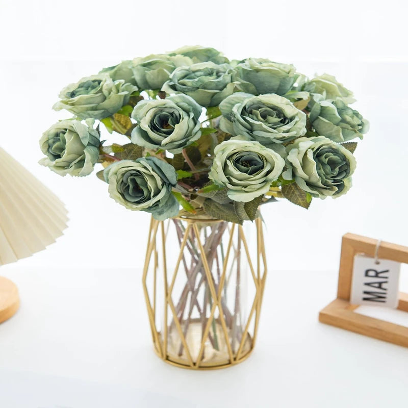 TTCY Silk Rose Artificial Flowers Bouquet – Wedding & Home Decor Artificial Silk Flowers Babs color 3 5 pcs