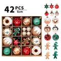42Pcs Christmas Ball & Gingerbread Man Tree Ornaments Set Christmas Tree Ornaments Babs Mix 6cm