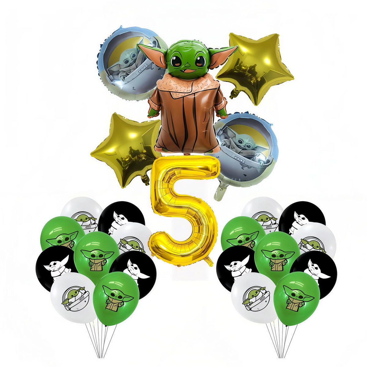 Yoda Baby Theme Birthday Party Supplies – Plates, Cups & Balloons Party Decoration Set Babs 18pcs balloon 5