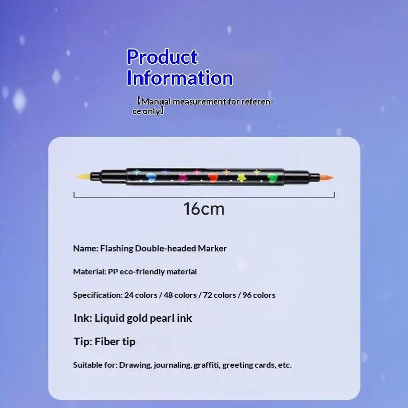 Dual Brush Glitter Metallic Art Markers 24–96 Colors | HUXUAN Glitter Art Markers Babs