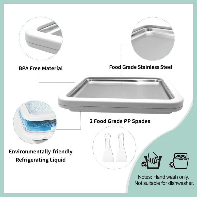 DIY Rolled Ice Cream Maker Pan – Frozen Yogurt Tray & Scrapers Ice Cream Maker Pan Babs