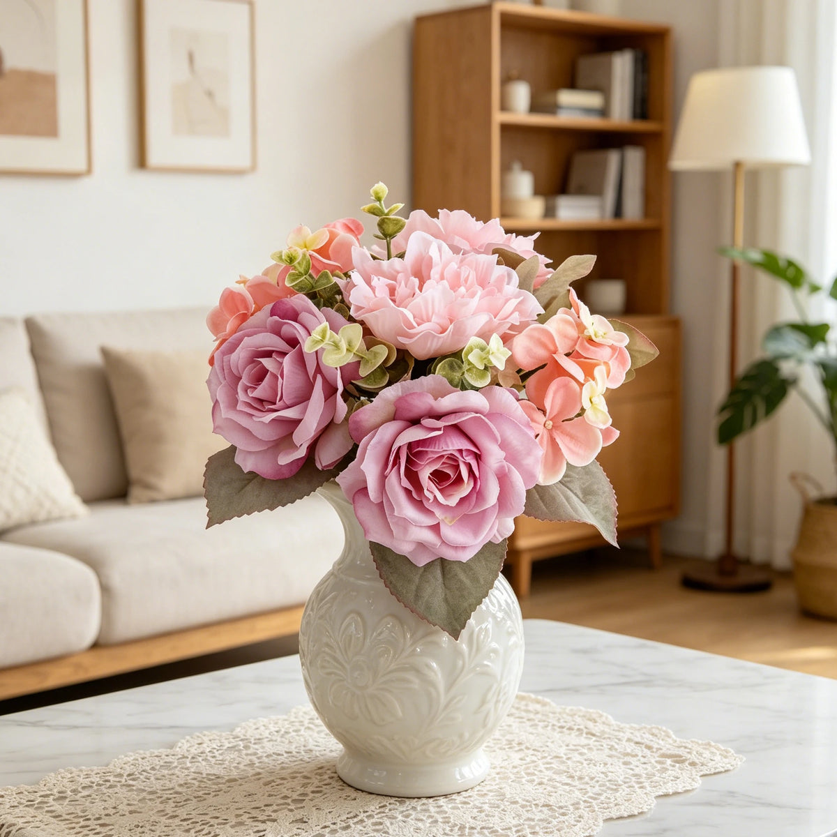 Silk Rose Peony Bridal Bouquet – Artificial Wedding Flowers Artificial Flower Bouquet Babs
