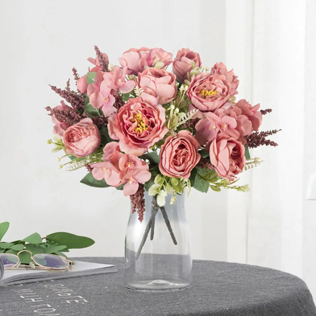 Artificial Silk Peony Hydrangea Bouquet | Wedding & Home Decor Artificial Flower Bouquet Babs