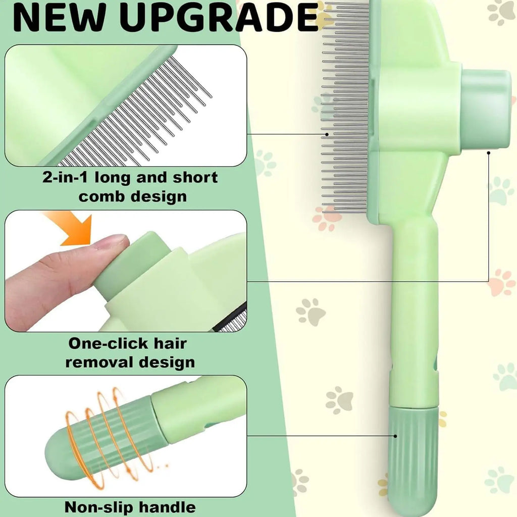 Self-Cleaning Dog & Cat Grooming Comb | One-Button Hair Remover Pet Grooming Comb Babs