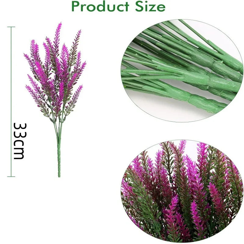 UV Resistant Artificial Lavender Branches – Outdoor Faux Flowers Artificial Flower Branches Babs Lotus 20PCS