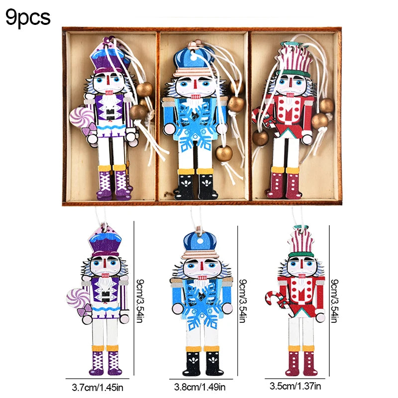 Christmas Wooden Ornaments – Gingerbread Man & Gnome Pendants Christmas Tree Ornament Babs 9PCS-O