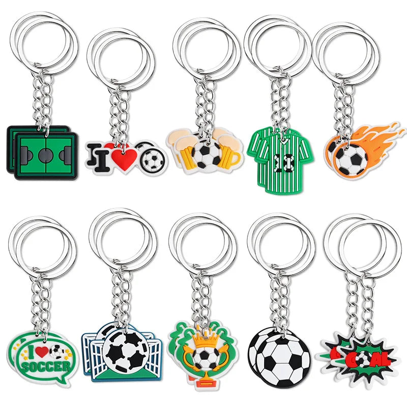 10Pcs Soccer Keychains Bulk – Kids Party Favors & Bag Pendants Sports Party Favors Babs
