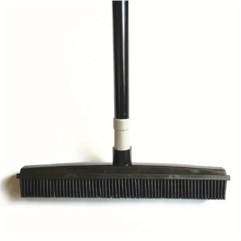 Pet Hair Rubber Broom & Squeegee – Multi-Surface Floor Brush Pet Hair Broom Babs Black
