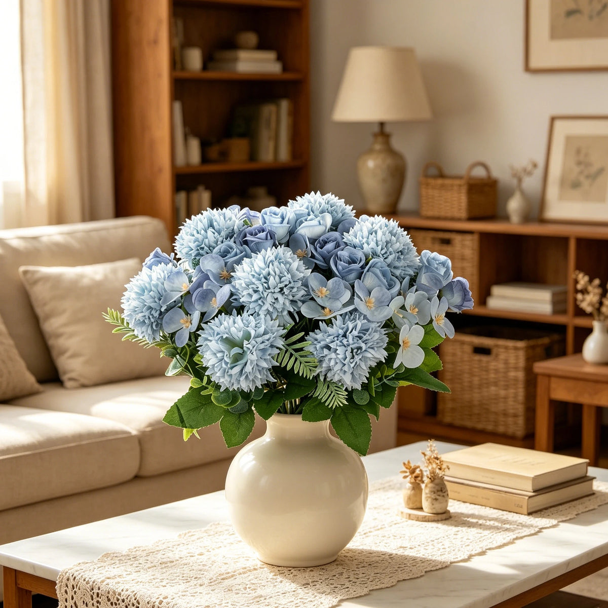 Artificial Silk Rose & Chrysanthemum Bouquet | Wedding & Home Décor Artificial Flower Bouquet Babs