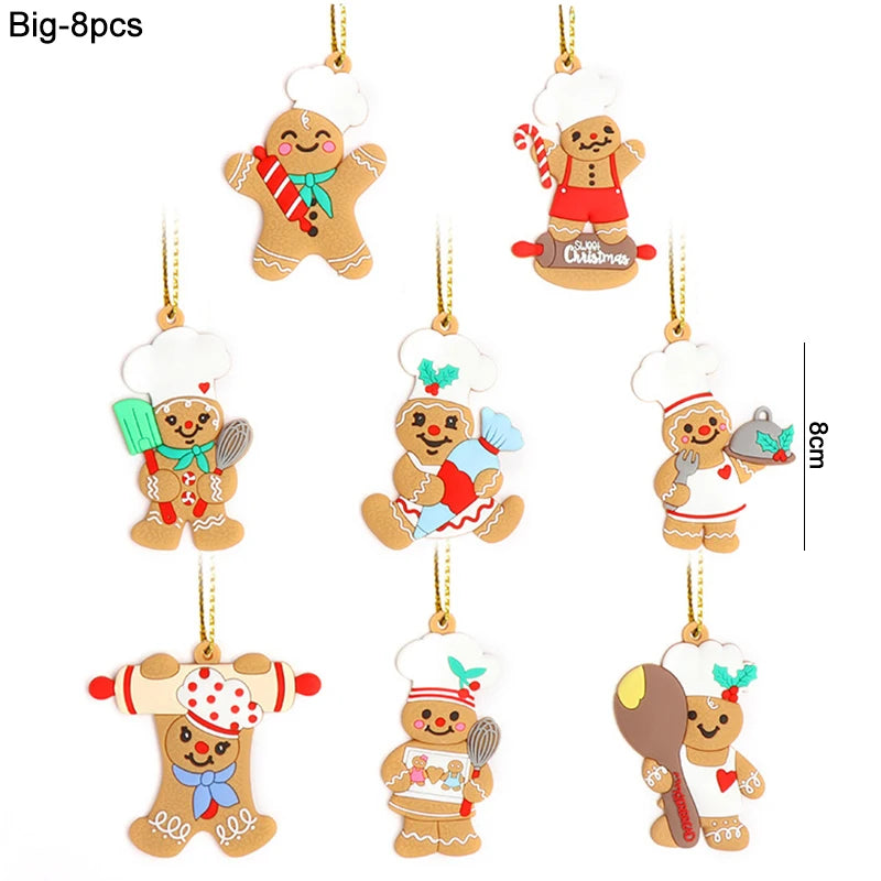 Gingerbread Man Christmas Tree Ornaments – Hanging Pendants Christmas Tree Ornaments Babs 8Pcs-G