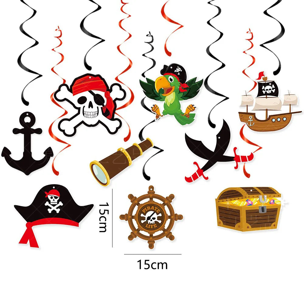 Pirate Theme Disposable Tablecloth – Skull & Treasure Map Party Disposable Tablecloth Babs Hanging Swirl