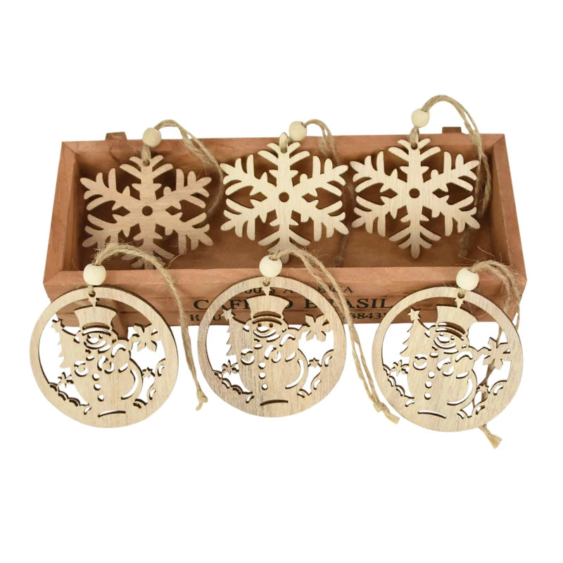 3pcs Vintage Christmas Wooden Ornaments – DIY Tree Pendants Christmas Tree Ornaments Babs