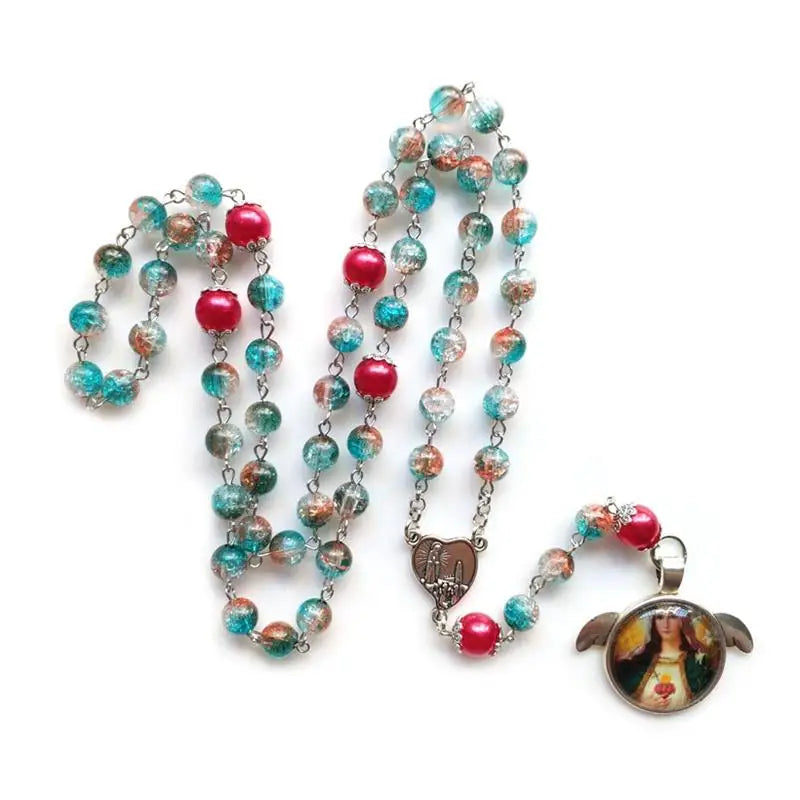 Vintage Virgin Mary Rosary Y-Necklace – Catholic Cross Pendant Religious Pendant Necklace Babs