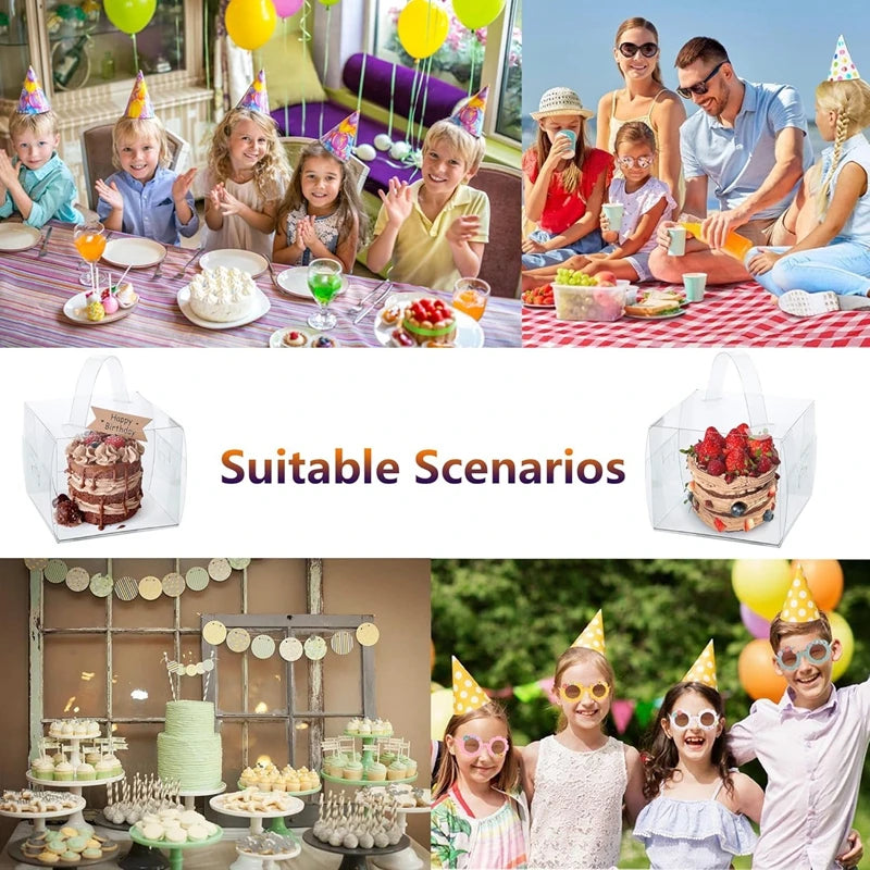 Transparent Cake Box with Handle | Cupcake Gift Box 5/2Pcs Cake Packaging Box Babs