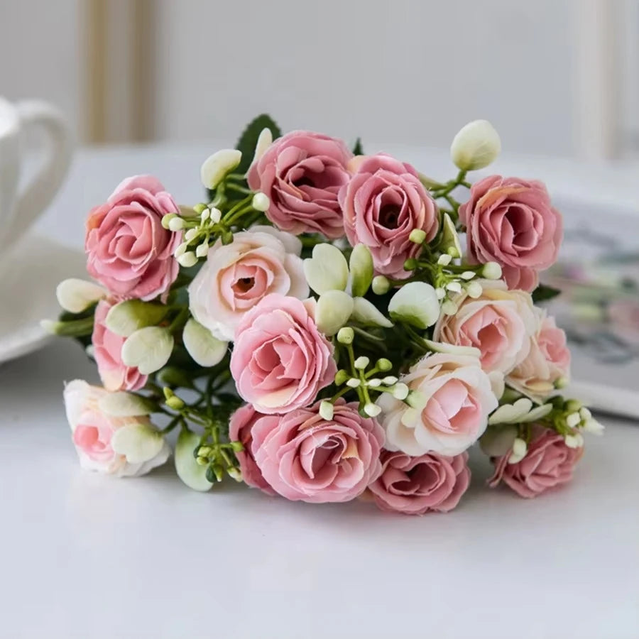 UV-Resistant Artificial Silk Rose Bouquet – Wedding & Home Décor Artificial Flower Bouquet Babs color 1 2 pcs