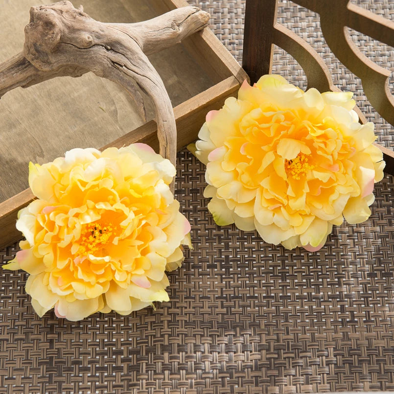 Silk Peony Artificial Flowers 10/20pcs – Wedding & Home Décor Artificial Silk Flowers Babs yellow 10 pcs