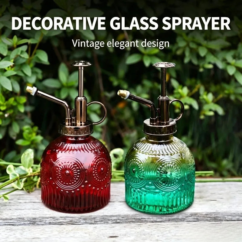 Vintage Embossed Glass Spray Bottle – 500ml Plant Mist Sprayer Glass Mist Sprayer Babs