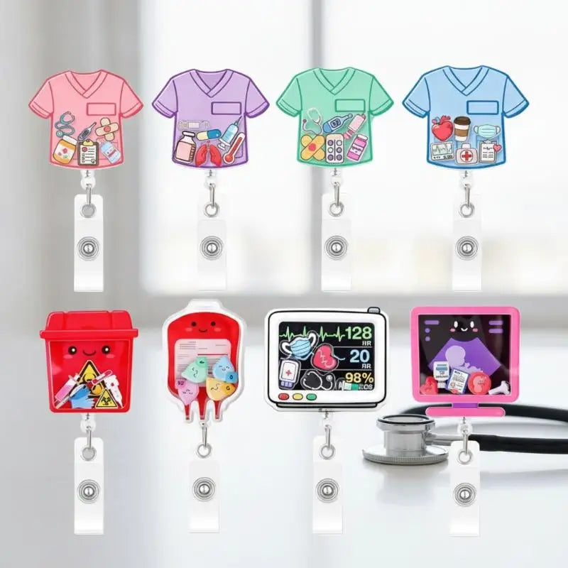 Cartoon Acrylic Retractable Badge Reel | Nurse ID Holder Retractable Badge Reel Babs