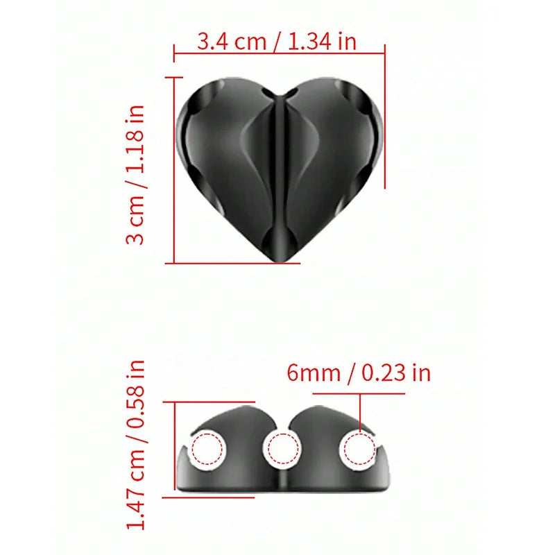 2pcs Heart-Shaped Cable Winder Organizer & USB Cable Clips Cable Winder Clips Babs