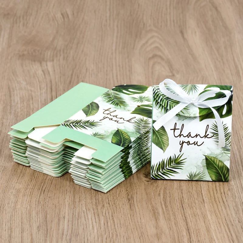 Thank You Candy Gift Boxes – Green Leaf Party Favor Bags Party Favor Gift Boxes Babs