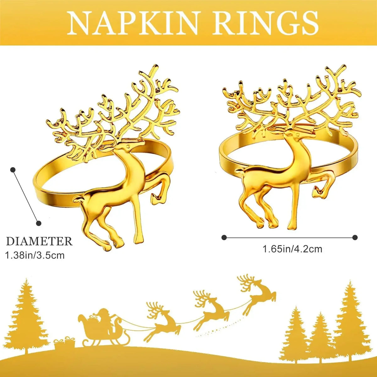 Reindeer Metallic Napkin Rings | Christmas Table Décor Napkin Rings Babs