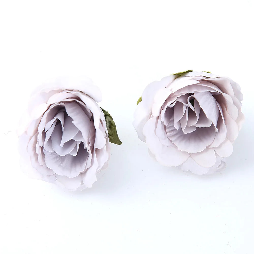 4cm Silk Artificial Rose Heads for Wedding & DIY Decor Artificial Flower Heads Babs Grey 20PCS