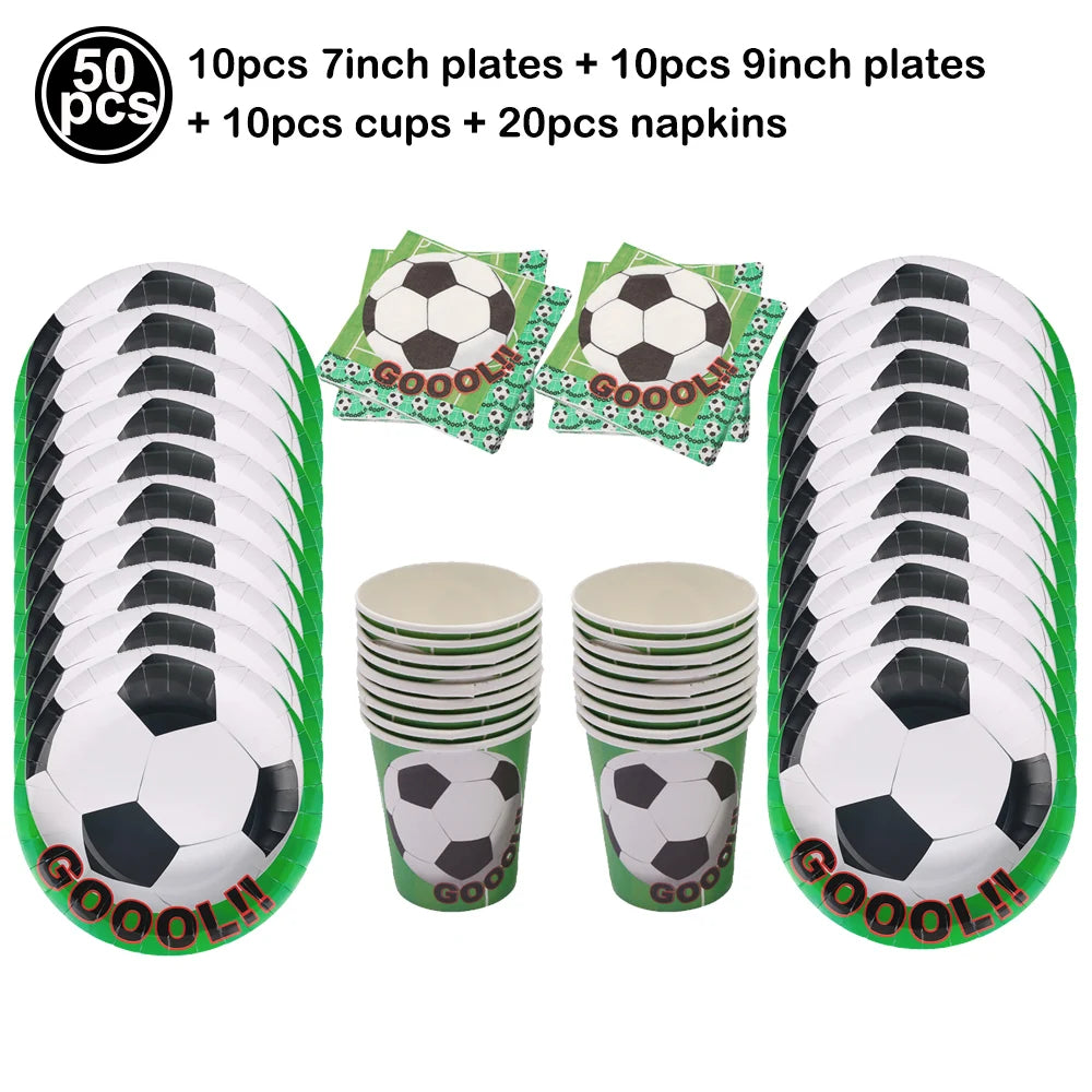 Boy's 8th Birthday Soccer Foil Balloons Party Set