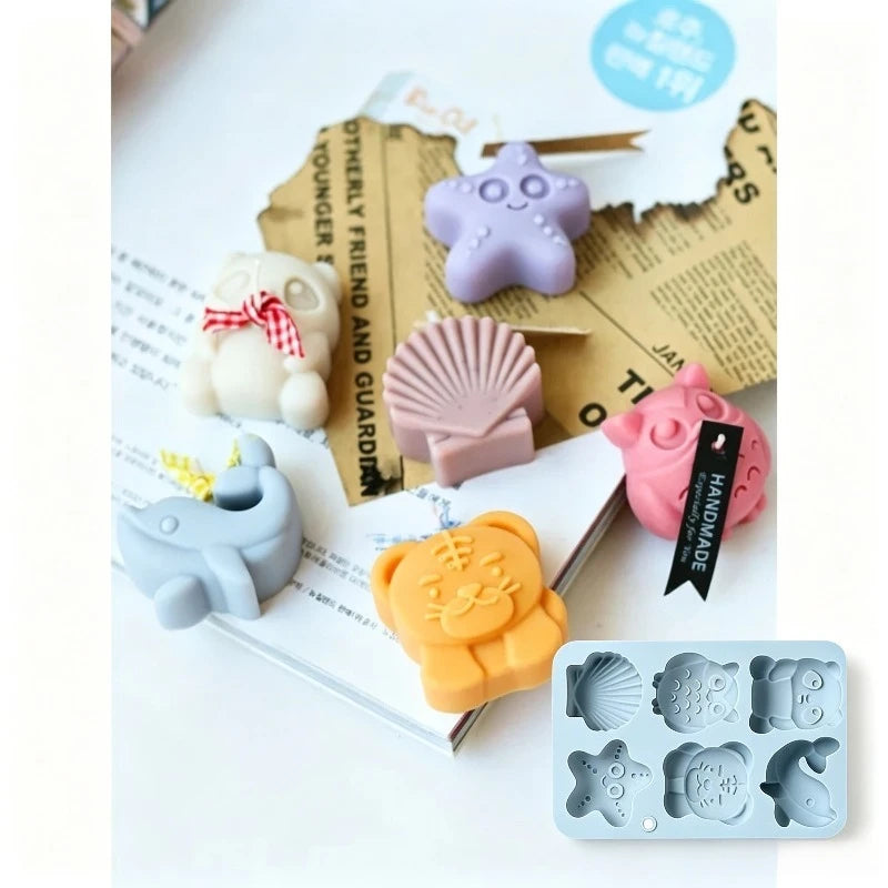 6-Grid Cartoon Animal Silicone Mold for Ice, Chocolate & Soap Silicone Baking Mold Babs