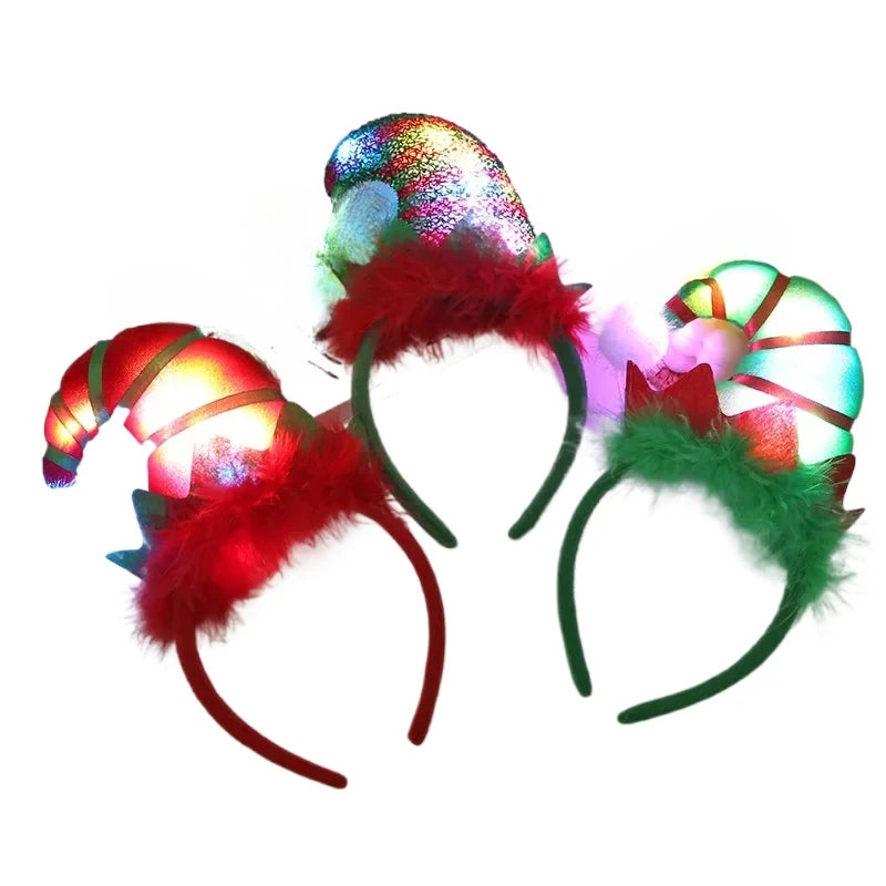 Blinking LED Christmas Headband – Light Up Elf Hair Band LED Party Headband Babs