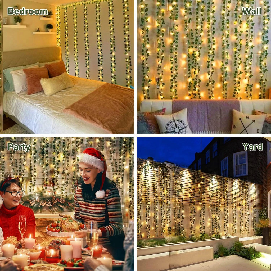 2M LED Artificial Green Vine – UV Protected Indoor & Outdoor Decor Artificial LED Vine Babs