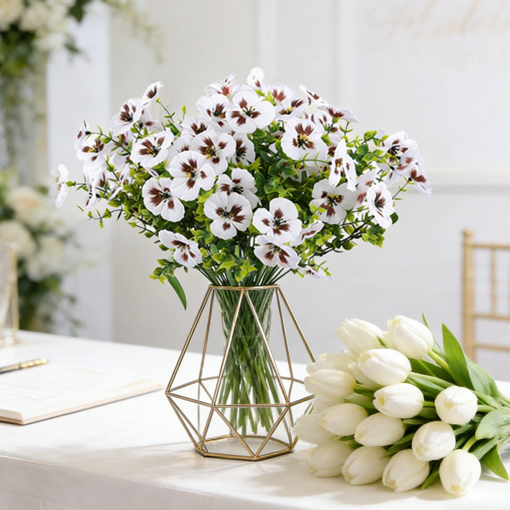 3 Bundles Artificial Silk Pansy Bouquet – Wedding & Home Décor Artificial Flower Bouquet Babs