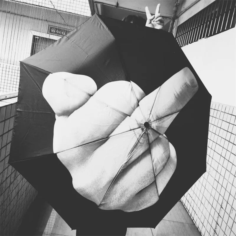 Windproof Foldable Novelty Umbrella – 10-Rib Black Parasol Foldable Umbrella Babs