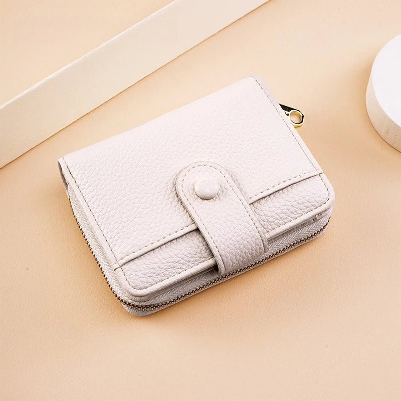 Women's Zipper Coin Purse – Multi Card Slot PU Clutch Wallet Zipper Clutch Wallet Babs Off-white