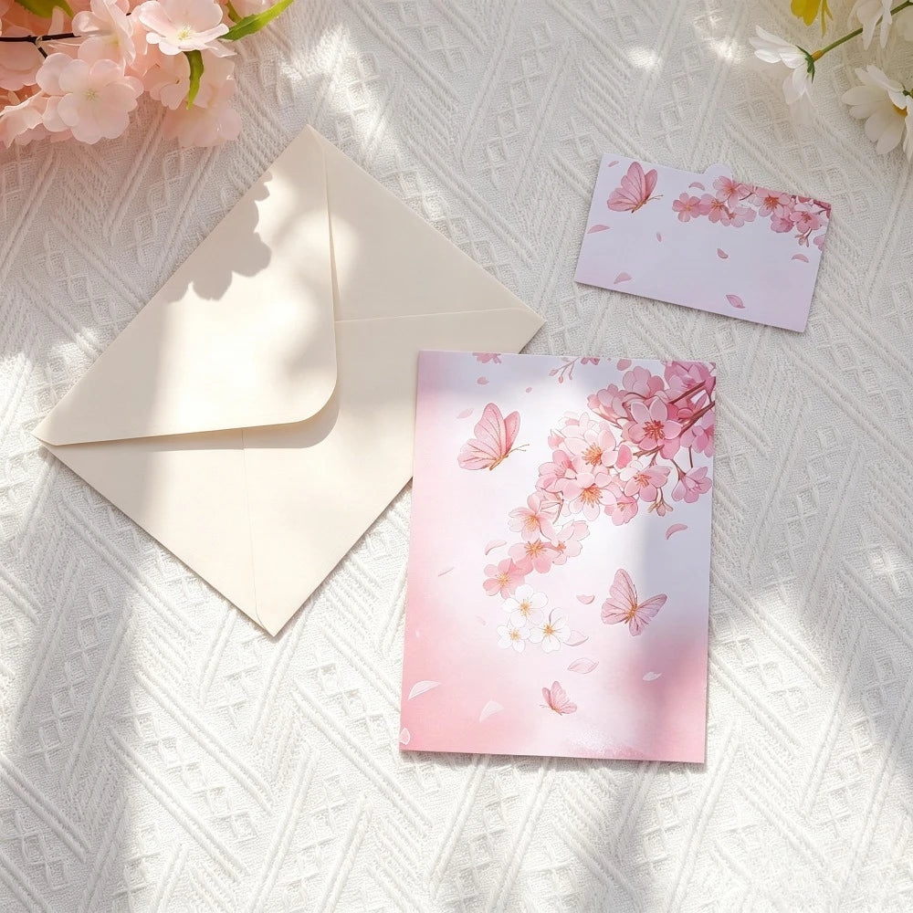 3D Pop-Up Birthday Card – Sakura & Butterfly Floral Design Pop-Up Greeting Card Babs